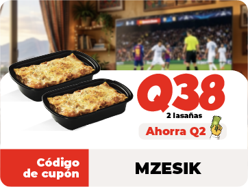 Cupón Q38 - 2 lasañas