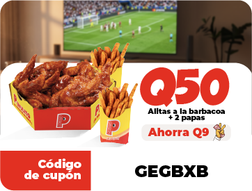 Cupón Q50 - Alitas a la barbacoa + 2 papas