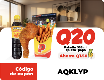 Cupón Q20 - Paladín 355ml + pieza + papa